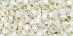cc2100 - perles de rocaille toho 8/0 silver-lined milky white (10g)