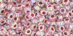 cc771 - toho rocailles perlen 8/0 rainbow crystal/strawberry lined (10g)