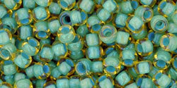 Kaufen Sie Perlen in der Schweiz cc952 - Toho rocailles perlen 8/0 rainbow light topaz/sea foam lined (10g)