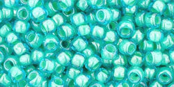 cc954 - Toho rocailles perlen 8/0 aqua/light jonquil lined (10g)