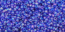 cc87 - perles de rocaille Toho 15/0 transparent rainbow cobalt (5g)