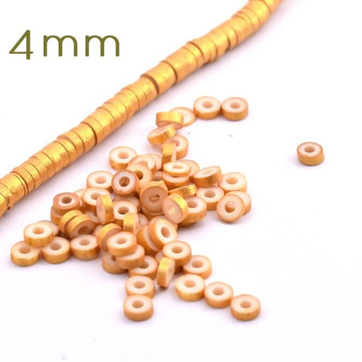 Kaufen Sie Perlen in der Schweiz Heishi-Perle 4x1-1.5 mm - goldener Fimo (1.5 g = 10cm)