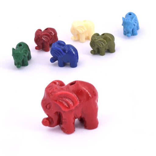 Achat Perle résine rouge éléphant 11x14x8mm - Trou : 1.2mm (1)