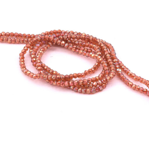 Kaufen Sie Perlen in der Schweiz Glasperlen rund facettiert Roter Karneol AB 2mm Loch: 0.5mm (1 Strang)