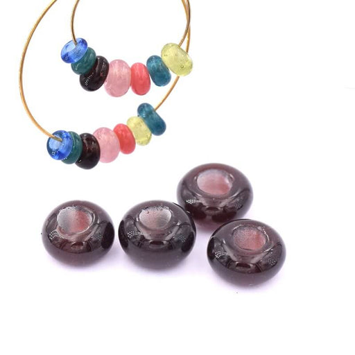 Kaufen Sie Perlen in der Schweiz Ethnische Donut-Radperle aus Glas - lila braun 7-8 mm (4)