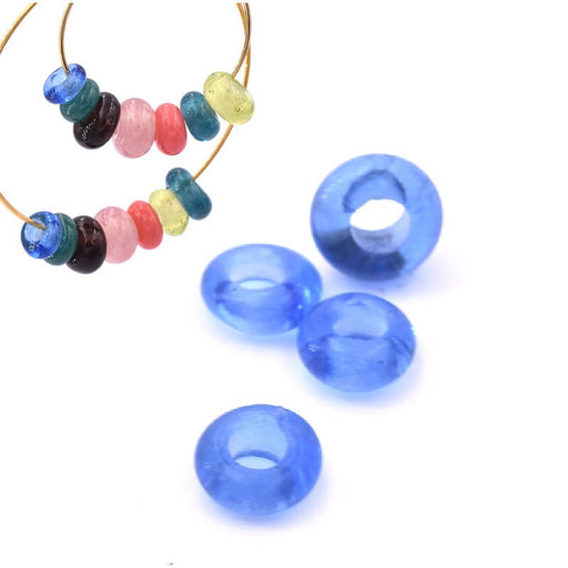 Kaufen Sie Perlen in der Schweiz Ethnische Donut-Radperle aus Glas - blau 6-7 mm (4)