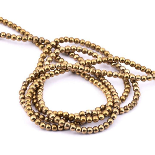 Kaufen Sie Perlen in der Schweiz Runde Glasperle 2mm bronze gold - Loch: 0.6mm (1 Strang = 35cm)