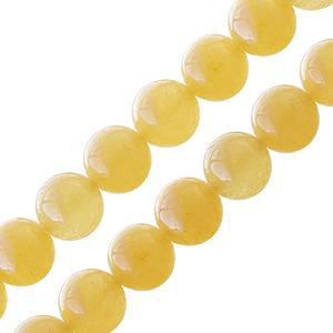 Perle ronde en jade jaune 10mm sur fil (1)