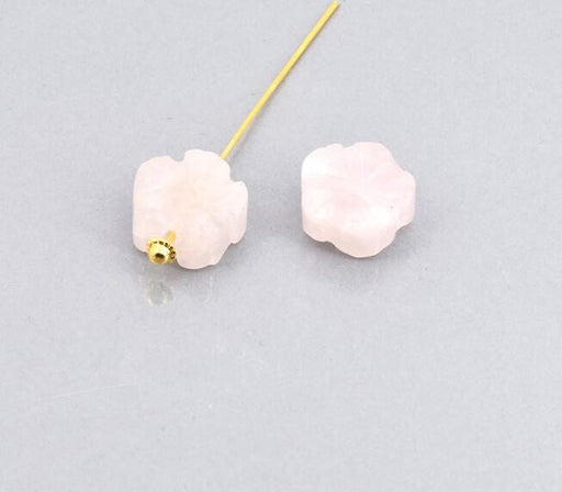 Achat Perle sculptée fleur quartz rose 14mm, trou 1mm (1)