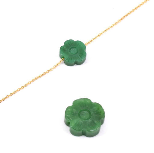 Kaufen Sie Perlen in der Schweiz Perle Blume gefärbt Jadegrün geschnitzt 12x4mm (1)