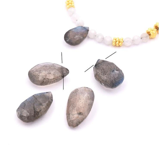 Kaufen Sie Perlen in der Schweiz Labradorit Tropfen facettierter Perlenanhänger 9-13x6-7 mm - Loch: 0.7 mm (1)