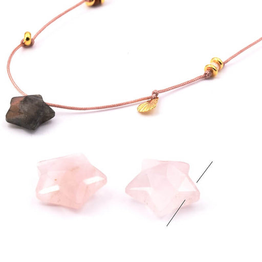 Kaufen Sie Perlen in der Schweiz Sternanhänger Rosenquarz facettiert 14 mm - Loch: 0,7 mm (1)