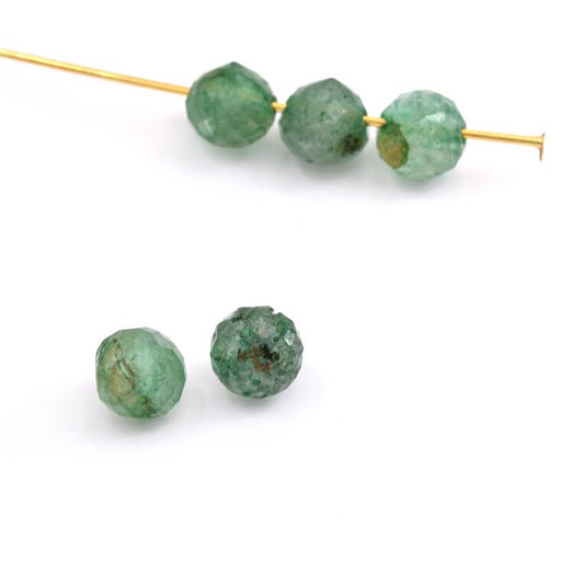 Kaufen Sie Perlen in der Schweiz Tropfenperlenanhänger Facettierter grüner Erdbeerquarz - 6-7 mm - loch: 0,9 mm (5)
