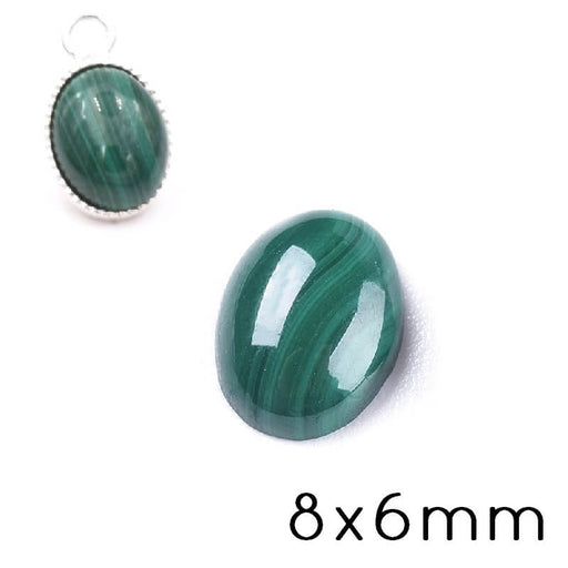 Kaufen Sie Perlen in der Schweiz Cabochon Flach Oval Natürlicher Malachit 8x6mm (1)