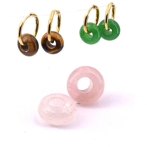 Kaufen Sie Perlen in der Schweiz Donut Rondelle Perlen 10mm Rosenquarz - Loch: 4mm (2)