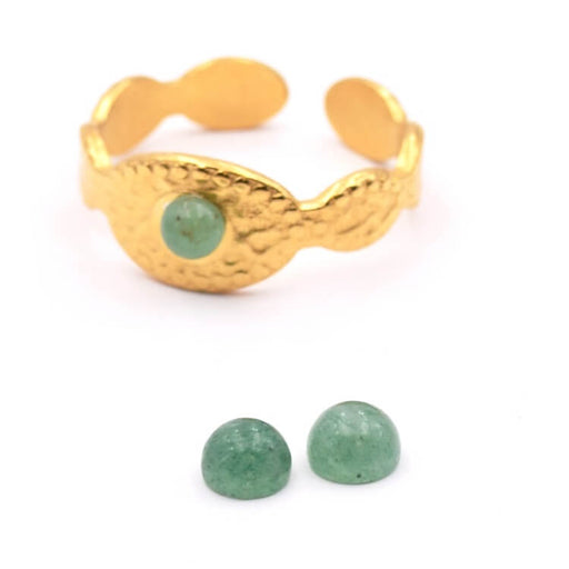 Kaufen Sie Perlen in der Schweiz Runde Cabochons Grüner natürlicher Aventurin - 4mm (2)
