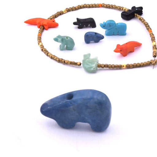 Kaufen Sie Perlen in der Schweiz Jadeblaue Perle - Winzige Bärenform - 13x9mm - Lock: 0.8mm (1)