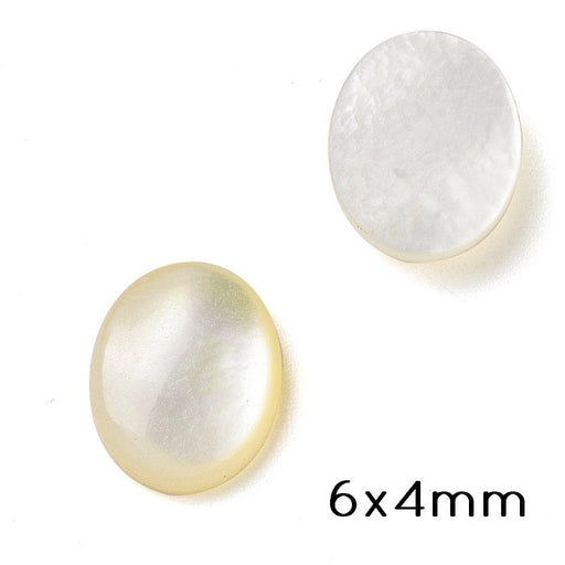 Kaufen Sie Perlen in der Schweiz Weißer Muschel Oval Cabochon 10x8mm (2)