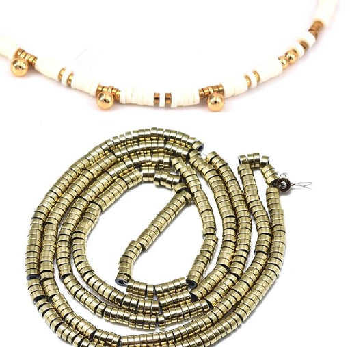 Kaufen Sie Perlen in der Schweiz Heishi Beads Hämatit Bronze Gold 2mm (1 Strang)