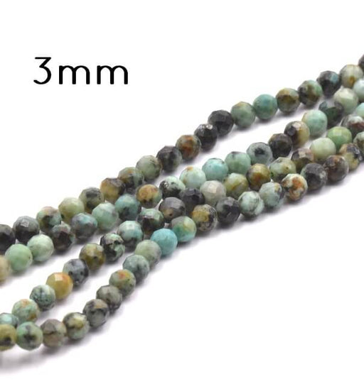 Kaufen Sie Perlen in der Schweiz Afrikanische Türkis facettierte runde Perlen 3 mm, loch: 0.6 mm - 39 cm (1 Strang)