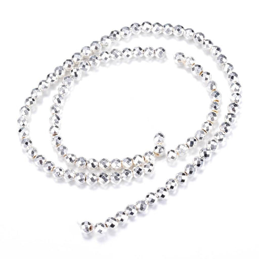Kaufen Sie Perlen in der Schweiz Hämatit facettierte runde Perlen versilbert 2mm - 40cm (1 Strang)