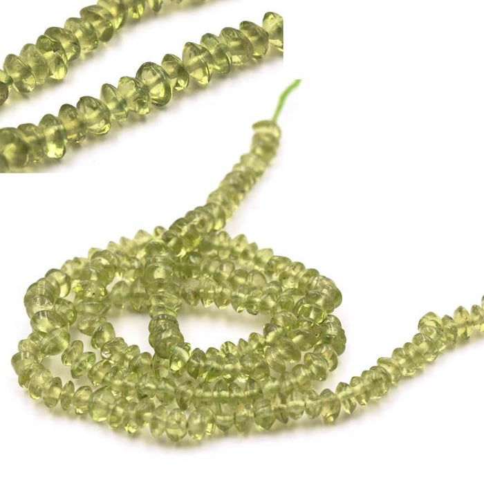 Heishi-Perlen Rondelle Bicone Chips Peridot 4 mm, Loch 0,5 mm (1)