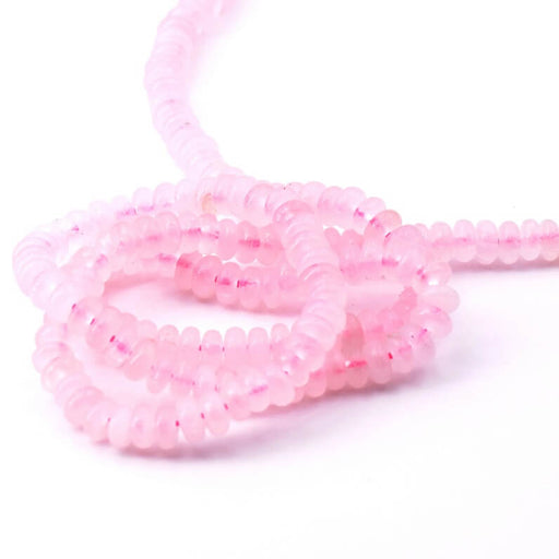 Kaufen Sie Perlen in der Schweiz Rondelle perlen Donuts Quartz Rosa 4x2mm, loch: 0,7mm (1 strang 38cm)