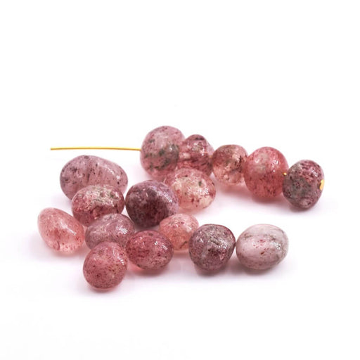 Kaufen Sie Perlen in der Schweiz Nuggetperlen Erdbeerquarz 12-10x9-6mm - Loch: 1mm (10)