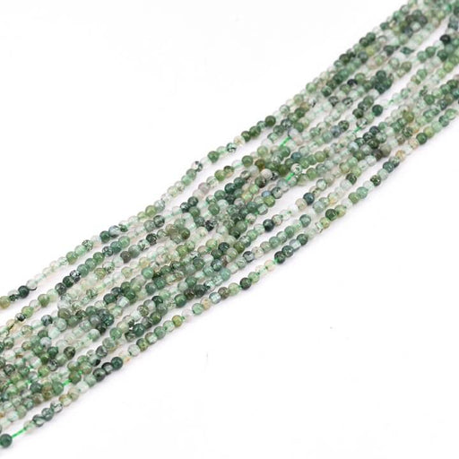Kaufen Sie Perlen in der Schweiz Runde Perlen grüner Achat 2 mm – Loch: 0,5 mm (1 Strang – 39 cm)