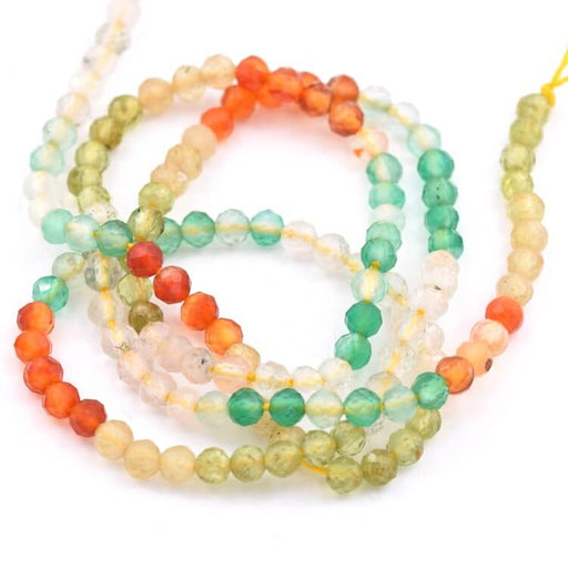 Kaufen Sie Perlen in der Schweiz Runde Perlen facettierte Edelsteine ​​im Mix Nr. 5 - 3 mm - Loch: 0.7 mm (1 Strang - 38 cm)