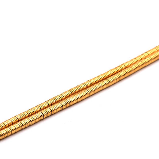 Kaufen Sie Perlen in der Schweiz Heishi Rondelle Perlen aus synthetischem Hämatit Gold 4x1mm (1 Strang-40cm)