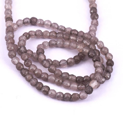 Kaufen Sie Perlen in der Schweiz Grauer Achat, facettierte runde Perle, 3.5mm – Loch: 0.5mm (1 Strang – 36 cm)