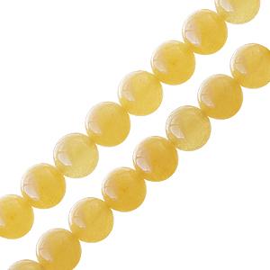 Perle ronde en jade jaune 6mm sur fil (1)