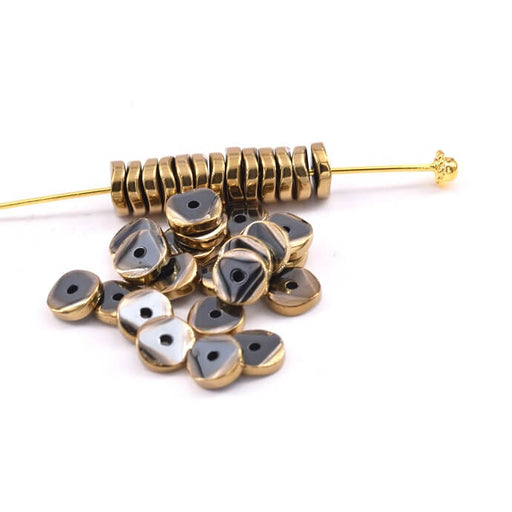 Kaufen Sie Perlen in der Schweiz Heishi Rondelle Perlen Hämatit Wellig - Bronze 6x1.5mm (23g)