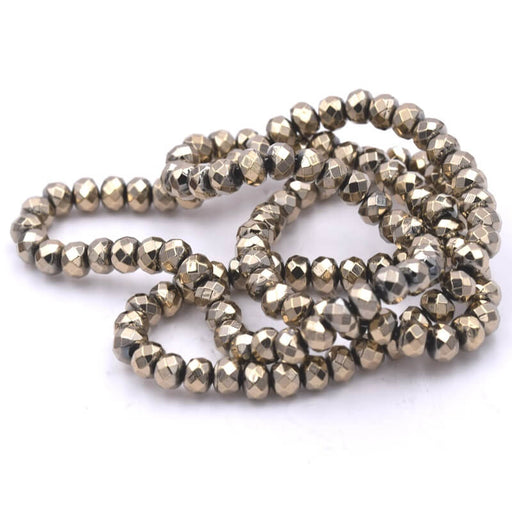 Kaufen Sie Perlen in der Schweiz Rondelle Perlen facettiert Hellbronze Hämatit 4x3mm (1 Strang-40cm)