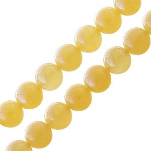 Perle ronde en jade jaune 8mm sur fil (1)