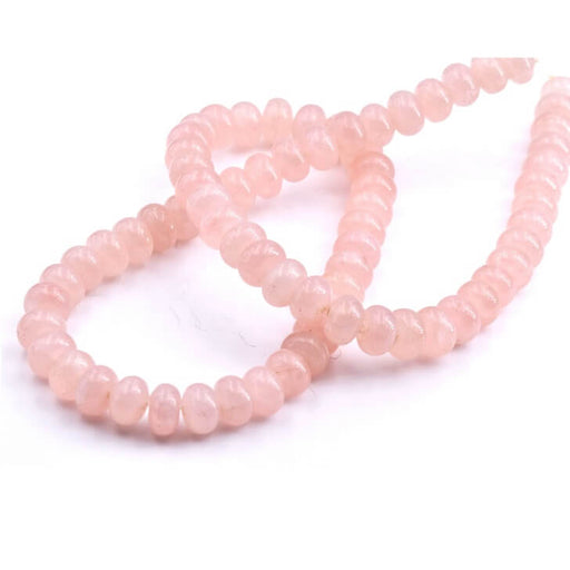 Kaufen Sie Perlen in der Schweiz Donut Rondelle Perlen Rosenquarz 8x5mm - Loch: 0.8mm (1 Strang - 39cm)