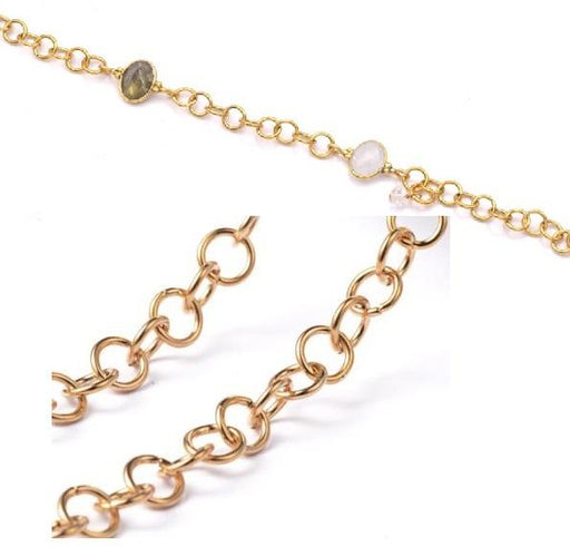 Kaufen Sie Perlen in der Schweiz Kette Rolo Stahl gold 5x0,8mm (50cm)
