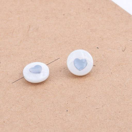 Kaufen Sie Perlen in der Schweiz Flache runde Perlen mit weißer Schale und Platinherz 8 x 3 mm - Loch 0.6 mm (2)