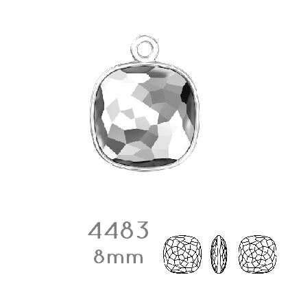Kaufen Sie Perlen in der Schweiz 4483/J Swarovski Fantasy Cushion Fancy Stone Pendant setting Rhodium - 8mm (1)