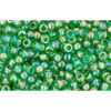 cc167b - perles de rocaille Toho 11/0 transparent rainbow grass green (10g)