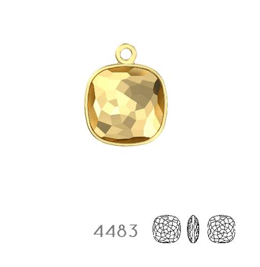 Kaufen Sie Perlen in der Schweiz 4483/J Swarovski Fantasy Cushion Fancy Stone Pendant setting Gold Plated - 8mm (1)