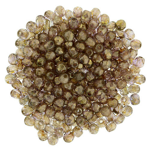 Kaufen Sie Perlen in der Schweiz Glasschliffperlen TRANSPARENT TOPAZ/PINK 2mm (30)
