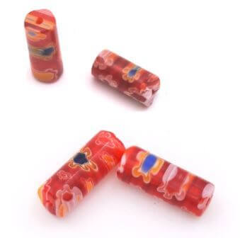 Millefiori TUBE appx:16mm ROUGE (2)