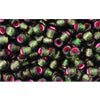 cc2204 - Toho rocailles perlen 8/0 silver lined frosted olivine/pink (10g)