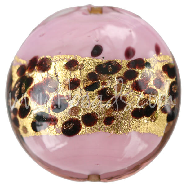 Perle de Murano bombée léopard rose 30mm (1)