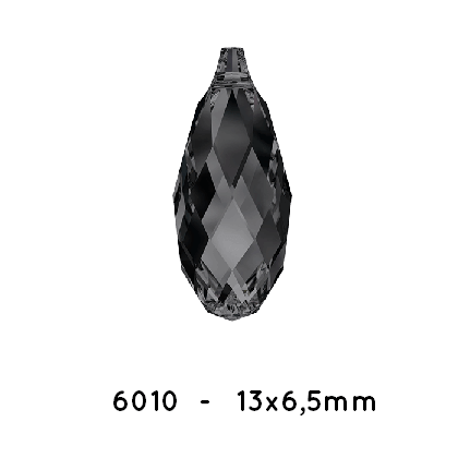 Swarovski 6010 Briolette Anhänger Crystal Silvernight -13x6,5mm (2)