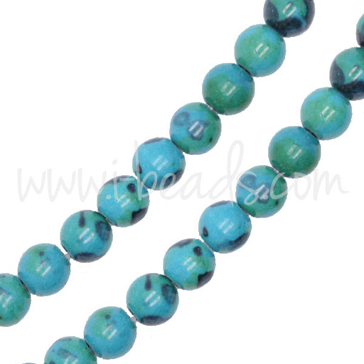 Kaufen Sie Perlen in der Schweiz Azurit Chrysokoll Runde 6mm Perlen am Strang (1)