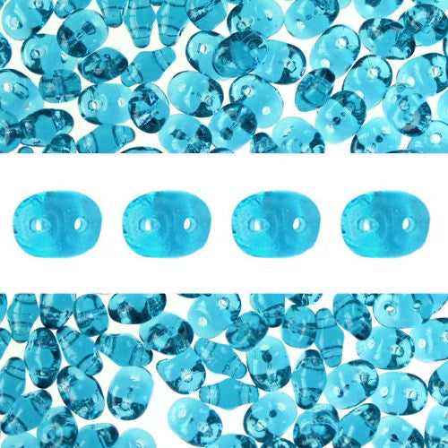 Kaufen Sie Perlen in der Schweiz Super Duo Perlen 2.5x5mm Aquamarine (10g)