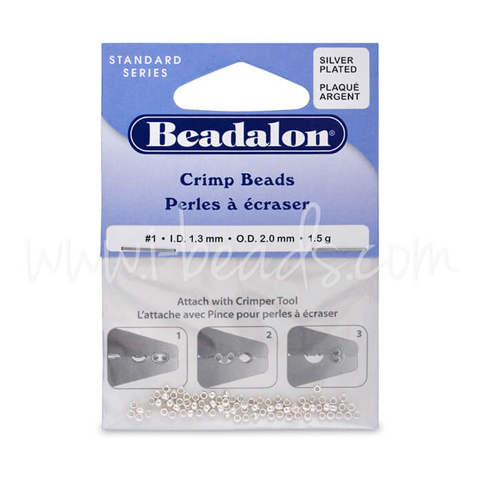 Perles a écraser métal argent 2mm, 1.5g (1)